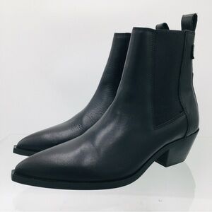 All Saints Black Leather Fox Chelsea Boots Size EU 40